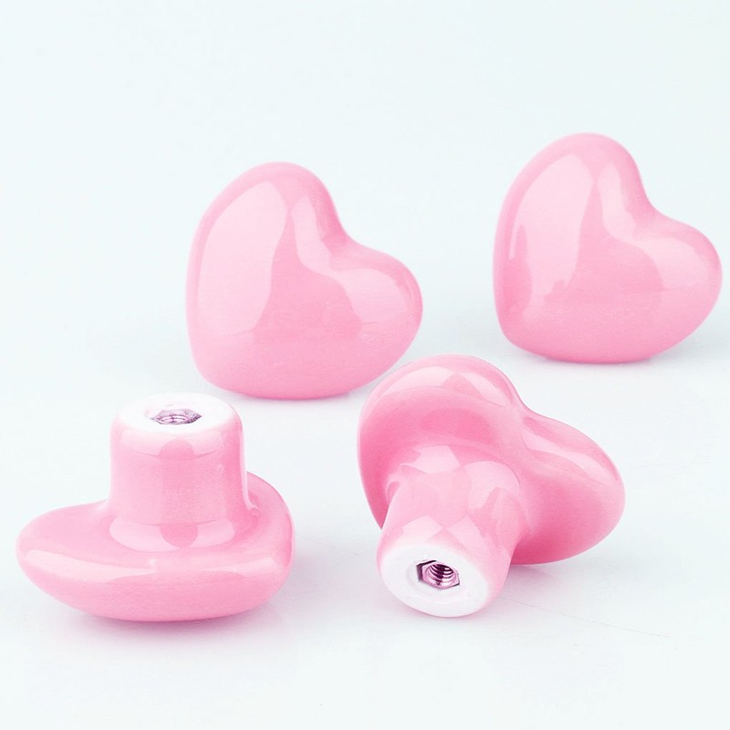 Azude Ceramics Cabinet Knobs Drawer Handles Pulls, 4ct Pink