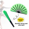 BOXOB Large Foldable Hand Fan, Plastic Fabric Rave Folding Held