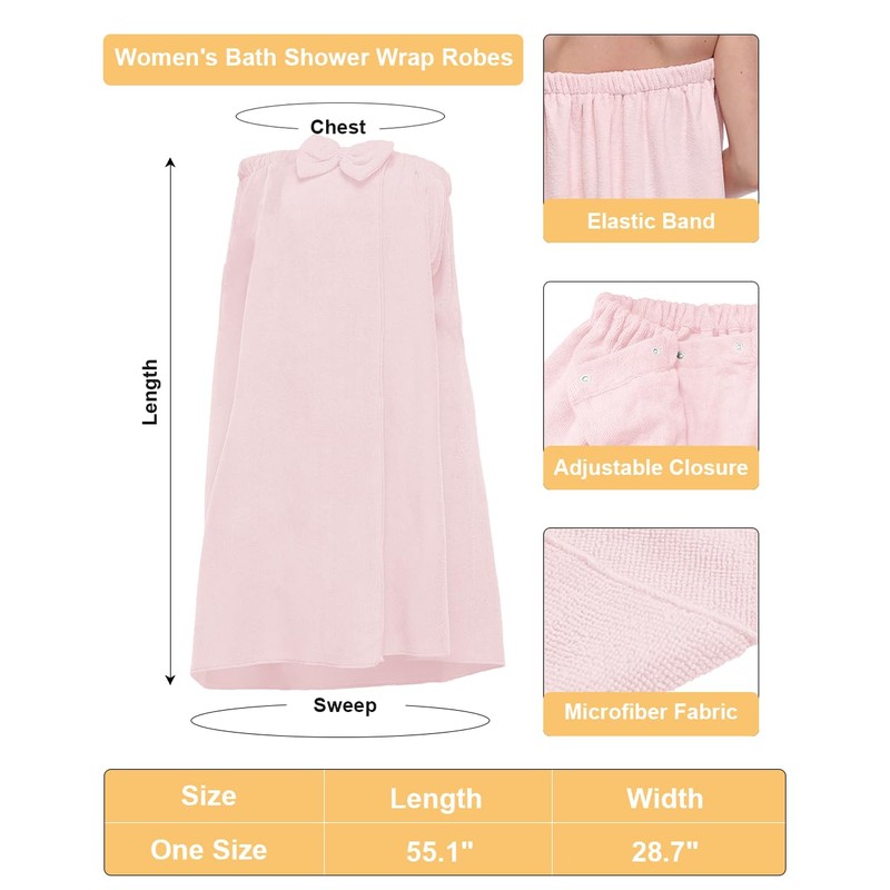 goodmansam Women's Shower Wrap Robes Spa Body Wrap Bathrobe Ultra
