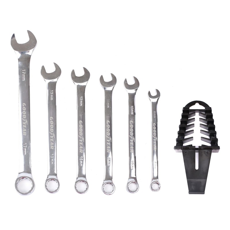 Goodyear 6pc Spanner Set-Durable Chrome Vanadium Steel| Precision Fit for