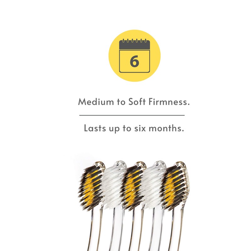 Nano-b Rainbow Pack of 4 Antibacterial Manual Toothbrushes【Gold & Bamboo