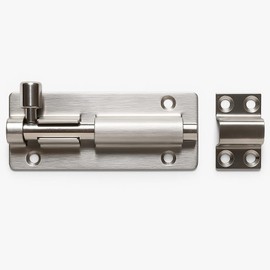 4" (100mm) Stainless Steel Door Bolt - Heavy Duty Door Bolt for Doors, Gates, Garden and Cellar Doors - Rustproof, Sturdy, Durable, Easy Assembly, Ideal for Indoor & Outdoor Use