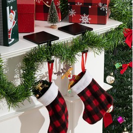 Zhengmy 2 Pcs Christmas Stocking Holders for Mantle Fireplace Stocking and Garland Hanger Two Hooks Stocking Hangers for Stocking Garland Balls Fireplace Christmas Holiday Party Decoration