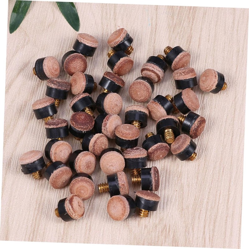 Totority 25Pcs Screw Pool Cue Tips Replacement Durable Leather Billiard