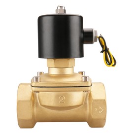 Baomain Pneumatic 2 Inch 12V/24V/110V/220V Normally Open 2 Way Brass Electric Solenoid Valve for Water,Air 2W-500-50K (AC 110V) Gold