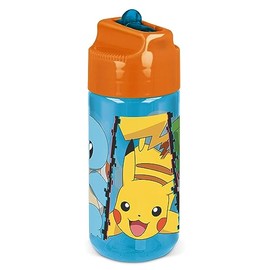 P:os Pokémon 34251 Children's Water Bottle with Integrated Straw, Approx. 430 ml Capacity, Leak-Proof, for School, Sports and Leisure