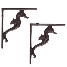 BRASSTAR Rustic Cast Iron Sea House Shelf Brackets Nautical Wrought Iron Wall Brackets Shelf Support Antique Replica Rust Color (2)