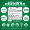 Zazzee USDA Organic Beet Root 8000 mg Strength 20:1 Extract,