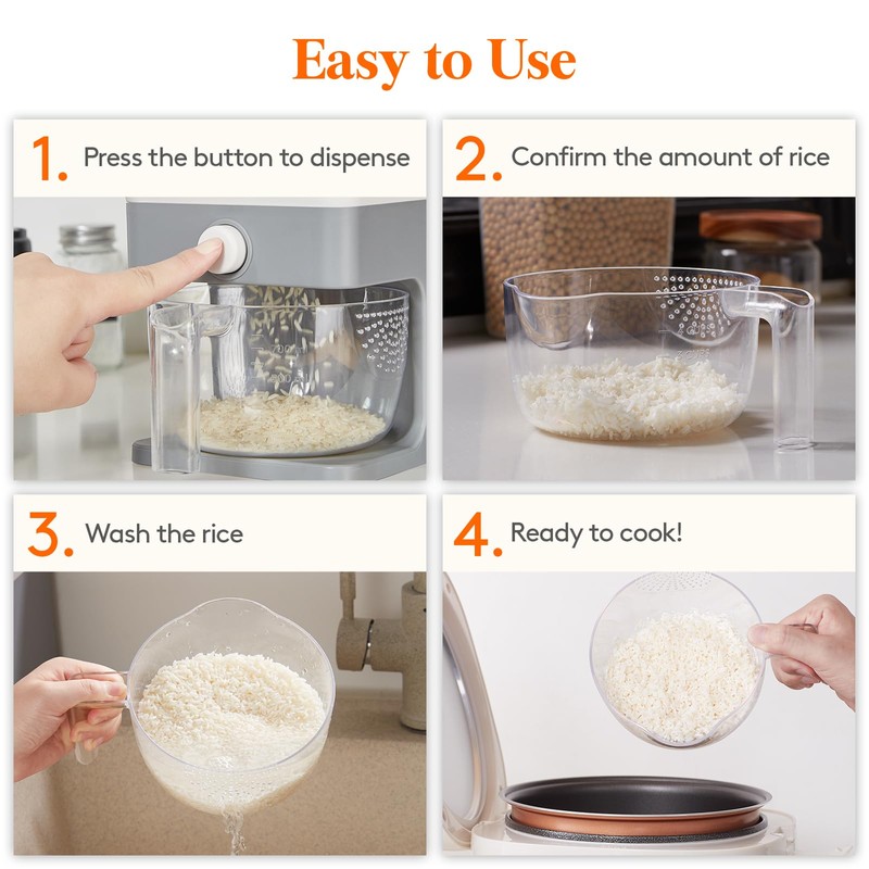 Lifewit 2 Pack Rice Dispenser 25 Lbs, Rice Storage Container