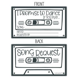 50 Retro Cassette Promise to Dance Cards - Song Request Cards for Wedding - Music Suggestion Tickets