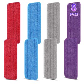 8 Pack 16.5 inch Reusable Mop Pads Microfiber Spray Mop Replacement Heads for Wet/Dry Mops Compatible with Bona Floor Care System (4 Color Mops)