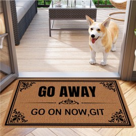Go Away Go On Now Git 30"x17" Non-Slip Mat Welcome Mats Funny Doormats for Entrance Way Outdoors Indoor Washable Cute Holiday Welcome Mats for Entryway with Rubber Backing