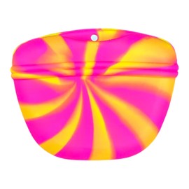 SparkDog Collars K9 Snack Sack Clip On Silicone Dog Training Treat Pouch with Magnetic Closure (Pink Swirl)