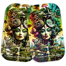 PURIPUFF Bandeja de metal con tapa magnética suave de PVC, bandeja negra con tapa grande, bonita bandeja decorativa para decoración del hogar, mesa de centro, té, aperitivos, regalos, 11 x 7' (gris)