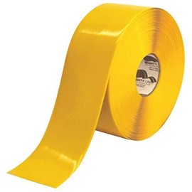 Mighty Line Solid Floor Marking Tape for Safety, Caution, Warning, Heavy-Duty, Peel and Stick Adhesive, Beveled Edge Design, Industrial Quality, 4 inch, 100' Roll, Yellow