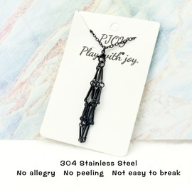 PJOY DND Dice Cage Necklace for D20 Dice Dungeons and Dragons Gamers Stainless Steel Cage Necklace DND Gifts-Black