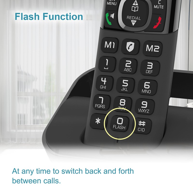 Hellobaby DECT 6.0 Cordless Phone with 2 Handsets, Reliable 1000