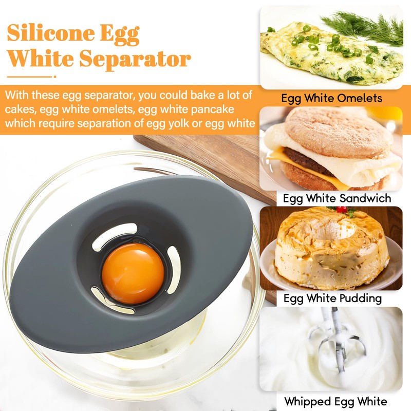 2PCS Silicone Egg Separators, Food-Silicone Egg White Separator, 3-Slit Egg
