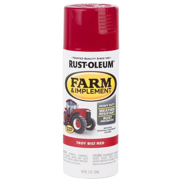 Rust-Oleum 303473 Farm & Implement Spray Paint, 12 oz, Gloss Troy Bilt Red