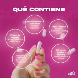 Multivitamnico Mujer Vitaminas Crcuma Colgeno cido Flico Maca Vinagre De Sidra De Manzana Biotina Vitamina C Jengibre Pimienta Bpn Pro Multi Plus...  