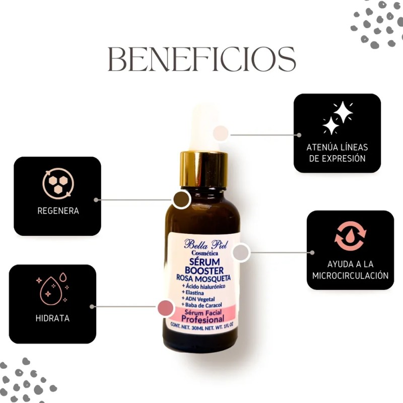 Srum Booster Facial Bella Piel Rosa Mosqueta 30ml cido Hialurnico