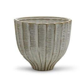 WGV Ceramic Vase, Width 7.5", Height 6.5", Acorn Pot Bowl, Antique White Cream Basket Pattern Planter for Wedding Event Office Home Decor, 1 Piece