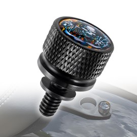 Seat Bolt Screw Knurled Seat Bolt for Harley Road King Road Glide Road Glide Ultra Street Glide Fat Bob Cvo Road Glide 1996-2023 (BLACK,Flame Skull B)