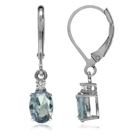 Silvershake White Gold Plated 925 Sterling Silver Leverback Earrings, Small, Sterling Silver Rhodium (White Gold Plated), Simulated Color Change Alexandrite-June Birthstone Cubic Zirconia