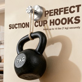 2 Pack Suction Cup Hooks for Shower Stainless Steel, Suction Hooks for Shower Wall Hangs 15lbs, Bathroom, Kitchen, Glass Door, Mirror, Tile, Loofah, Towel, Coat, Bath Robe, Silver