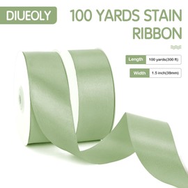 100 Yards 1/2 Inch Sage Green Ribbon, Solid Stain Gift Warpping Ribbon for Floral Bouquets Weeding Birthday Party Invitation Bow Decoration Christmas Present