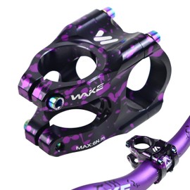 ROADNADO Bicycle Stem 31.8 mm Handlebar 35 mm Short MTB Stem Aluminium Alloy CNC Lightweight 0 Degree Bicycle Stem for MTB, BMX, Mountain Bike, Road Bike (Black Purple Camouflage)