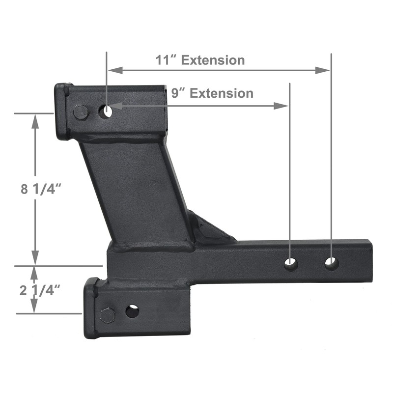 TOPTOW Trailer Hitch Extender Adapter with 2-inch & 8-inch Riser/Drop,