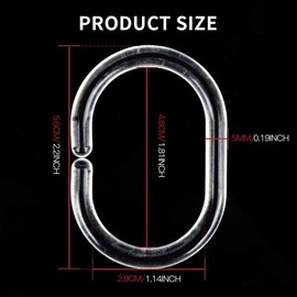 36 PCS Plastic Shower Curtain Rings Hooks, Shower Curtain Hooks Easy Glide Rust Proof Rings Fit Bathroom Window Rod, C-Shaped for Bathroom Shower Rod Clear White