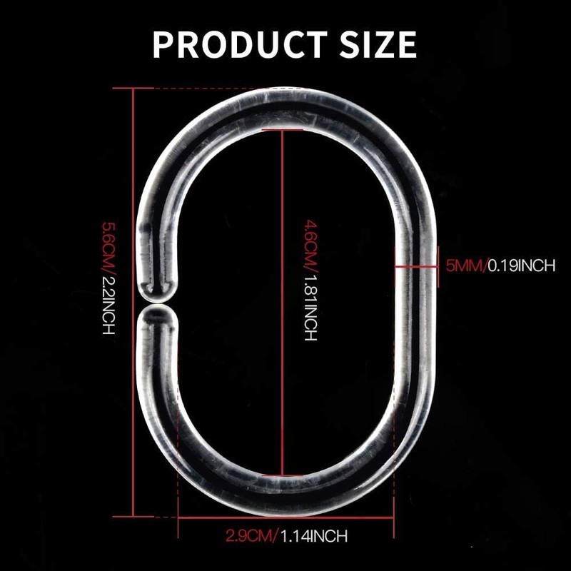 36 PCS Plastic Shower Curtain Rings Hooks, Shower Curtain Hooks