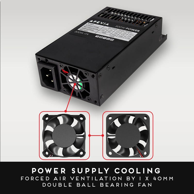 Apevia ITX-PFC500W Mini ITX/Flex ATX / 1U 500W Fully Modular