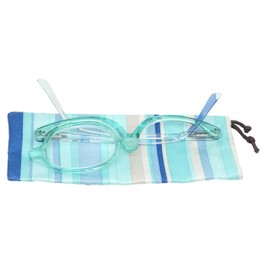 Calabria Flip Up Magnifying Makeup Reading Glasses +6.00 Blue Eye Make Up Cosmetic Rotating Single Lens Readers w/Soft Case