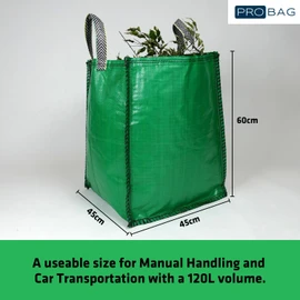 sackmaker Garden Waste Bags - 120 Litre - 1 to 5 Sacks - PREMIUM GRADE - Industrial Fabric and Handles - Heavy Duty Garden/Green Waste Sacks (3 sacks)