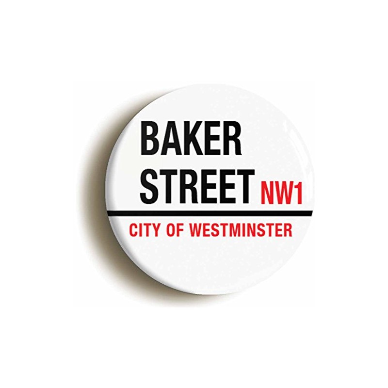 Ozorath BAKER STREET ROAD SIGN SHERLOCK HOLMES BADGE BUTTON PIN