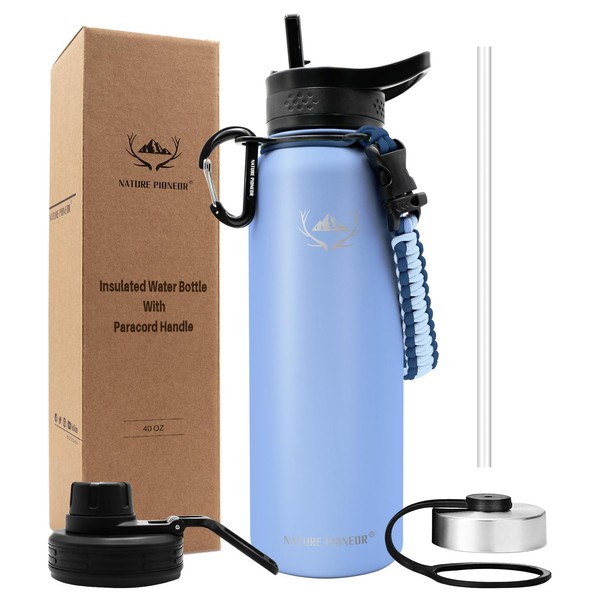 NATURE PIONEOR Insulated Water Bottles with Paracord Handle - 40