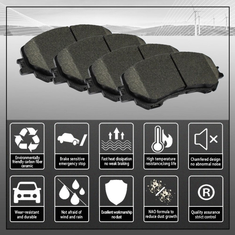 SIPAUTEC Carbon-Fiber Ceramic Brake Pads For 08-12 Honda Accord Ex