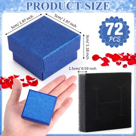 Yinkin 72 Pcs Jewelry Gift Boxes Cardboard Jewelry Boxes Packaging Foam Cushion Square Gift Box for Ring Necklace Earring Display (2 x 2 x 1.2 Inch, Royal Blue)