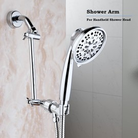 Adjustable Shower Arm Extension for Bathroom - 8 Inch Solid Brass With Lock Joints, Chrome Finish, Tool-Free Installation