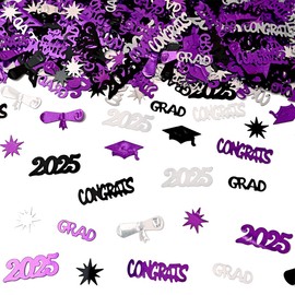 2025 Graduation Confetti Black Purple | Graduation Party Supplies 2025 - Class of 2025 Purple Confetti for Commencement Ceremonies, Graduation Party Decorations, Senior Year Photo Props (1000 PCS)