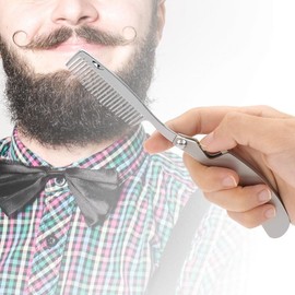 Stainless Steel Beard Comb, Antistatic Men's Folding Comb, Detangling and Caring for the Beard, Perfect Men's Gift