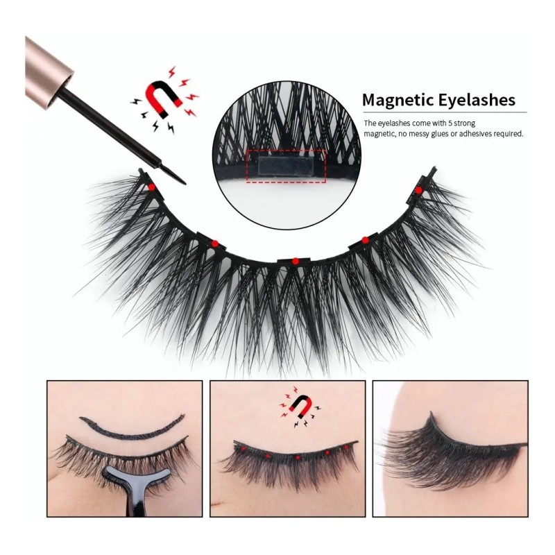 Kit De Pestañas Postizas Magnéticas & Delineador Magnetico