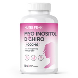 Nutri Peak Max Strength Myo-Inositol & D Chiro | All in One PCOS Supplement | 4000MG | 180 Capsules | Hormone Balance for Women | Fertility Supplement for Women | Vegan & Gluten Free