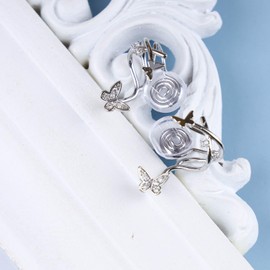 Inilbran Boho Crystal Butterfly Clip Cuff Earrings Vintage Butterfly Clip On Earrings Gold CZ Butterfly Wrap Earrings No Piercing Clip Stud Earrings Jewellery for Women and Girls, Crystal