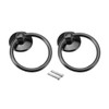 uxcell 52mmx43mm Iron Spray-Paint Cupboard Drawer Box Case Ring Pull Handle Black 2pcs