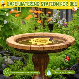 Enhon 4 Pack Bee Watering Station, 8.5 inch Sunflower Floating Bee Island, Butterfly Feeder, Pontoon Watering Station for Butterfly Insect Feeding, Bath and Outdoors Garden Decor