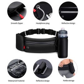 Yooumoga Hydration Running Belt for Women Men Running Fanny Pack with Foldable Water Bottle Holder (Bottles NOT Included) for Walking No Bounce Adjustable Waist Pouch for Runners Jogging